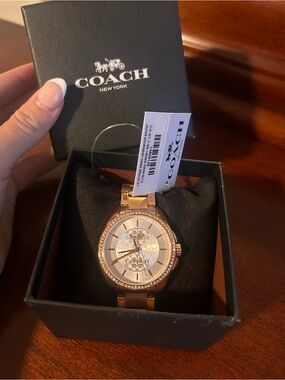 COACH Women's Rose Gold Stainless Steel Crystal Bezel Watch